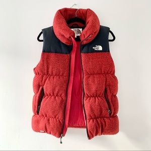The North Face, 700 Puffer Vest, Red Knit Down Filled 🍄
